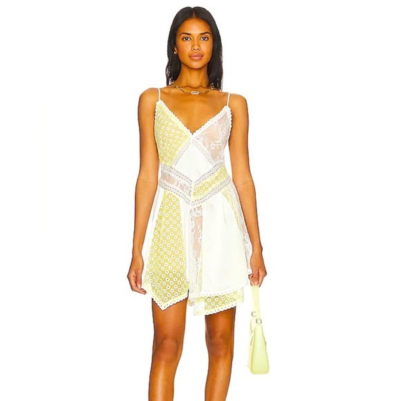 MAJORELLE Cady Mini Dress in Ivory & Pale Yellow S - Picture 2 of 16